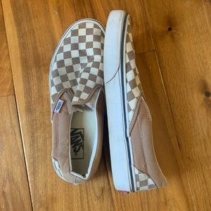 brown checkered slip on vans